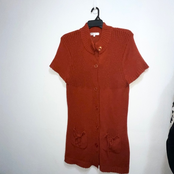 Na Na Fashion Rust Knit Short Sleeve Button Front Cardigan Sweater 2XL - Picture 2 of 7